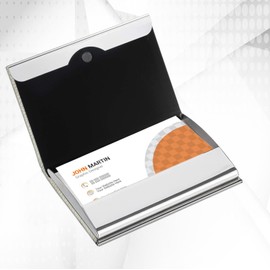 NANXJIUR Business Card Holder Leather Name Card Holder Bag Business Card Holder Metal, gray, Slim and minimalist