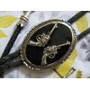 Aesthetic Design Crossed Infantry Rifle Bolo Tie w. Braided Leather