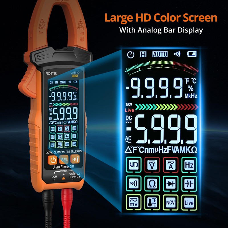 Proster Digital Clamp Meter - 600A DC AC Current 600V