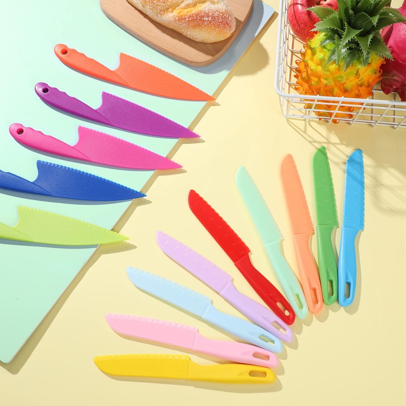 Mixweer 36 Pcs Kids Plastic Kitchen Knives Children's Safe Cooking
