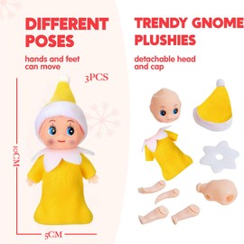 3pcs Christmas Elf Baby Mini Dolls,Christmas Baby Elves Twins Cute Little Elfs,Naughty Tiny Baby Elf Doll Novelty Toys Christmas Tradition Small Dolls for Girls Boys Kids Gift Xmas Stocking Stuffers