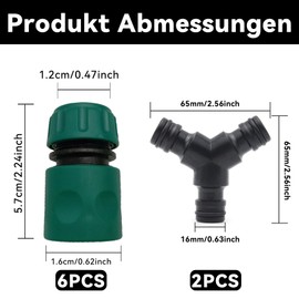 HAFRILY Gardena Coupling Sets for Gardena Hose Connectors 1/2 Inch & Universal Y-Piece Quick Connect Triage Hose Coupling for Garden Hose Connector (1/2 Inch & Y Piece) 8 Pieces
