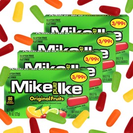 Mike and Ike Original Fruits Candy, 4 Pack, 0.78OZ Each, Ideal Mike and Ike Candy for Your Favorite Films, Perfect for Sharing with Friends.