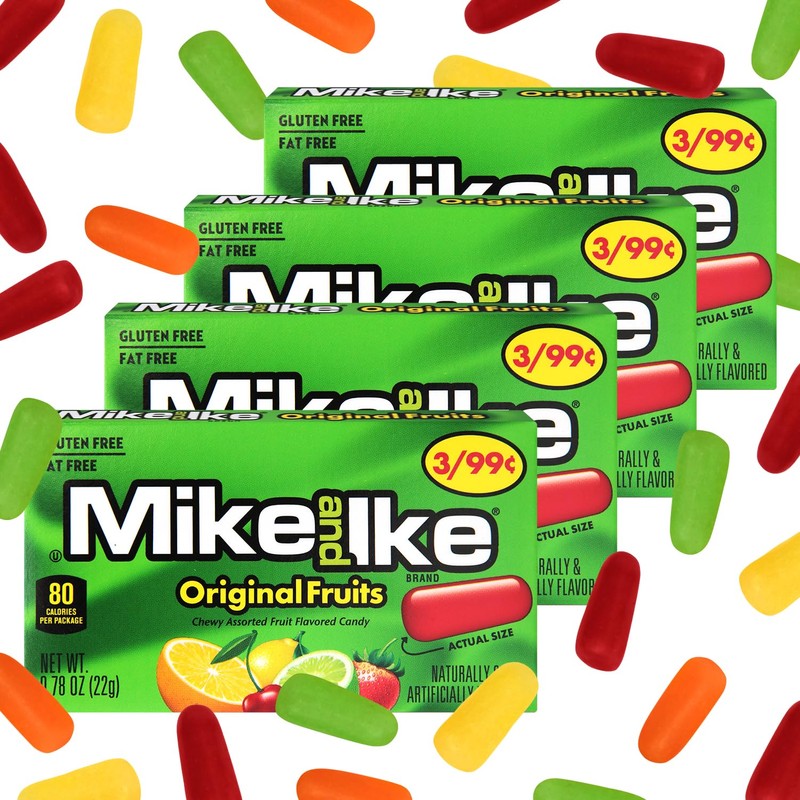 Mike and Ike Original Fruits Candy, 4 Pack, 0.78OZ Each,