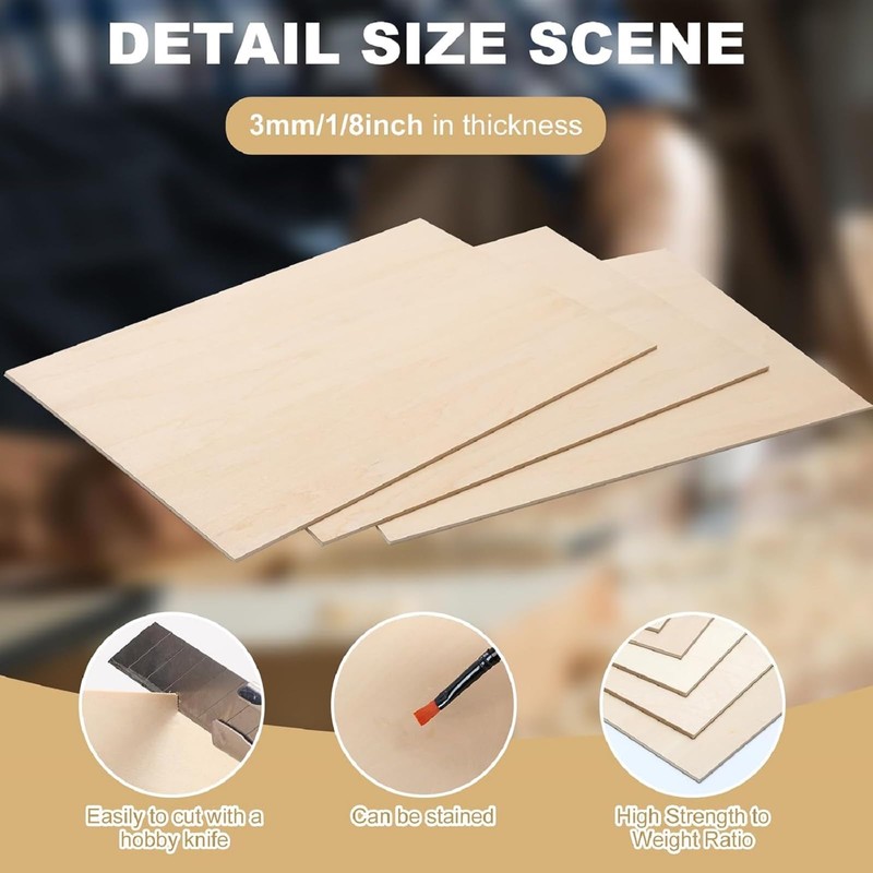 24 Pack 12x20x1/8 Inch Thin Basswood Sheets Wood Sheets Board