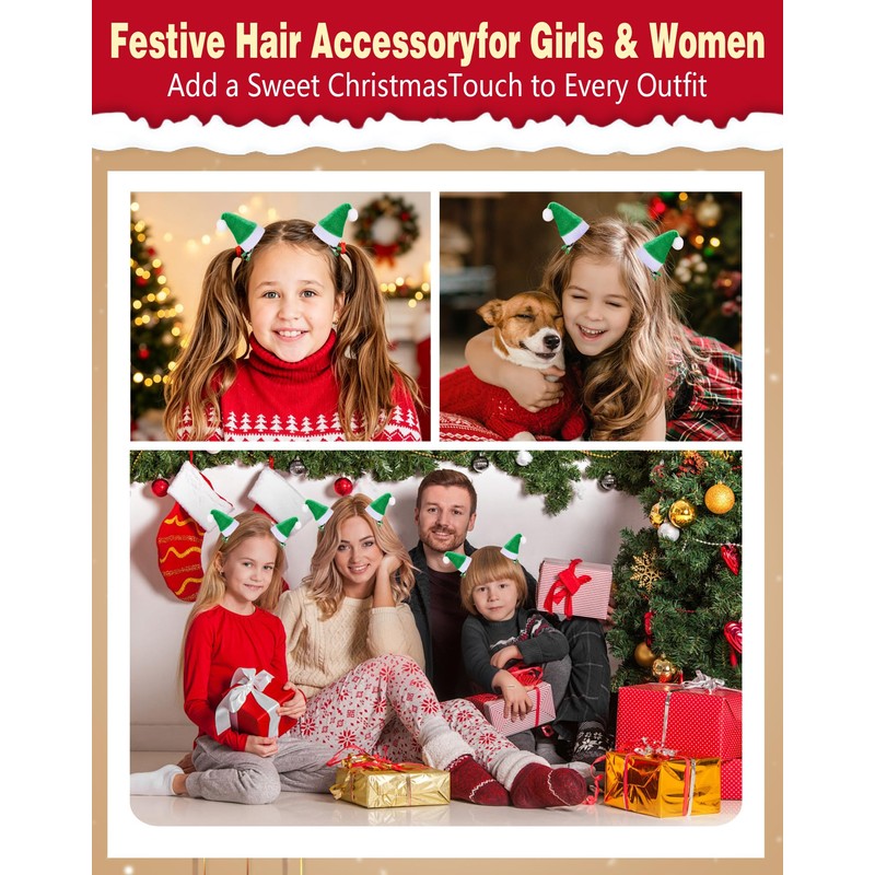 Mini Velvet Santa Hat Hair Clips, Christmas Hat Hair Accessories