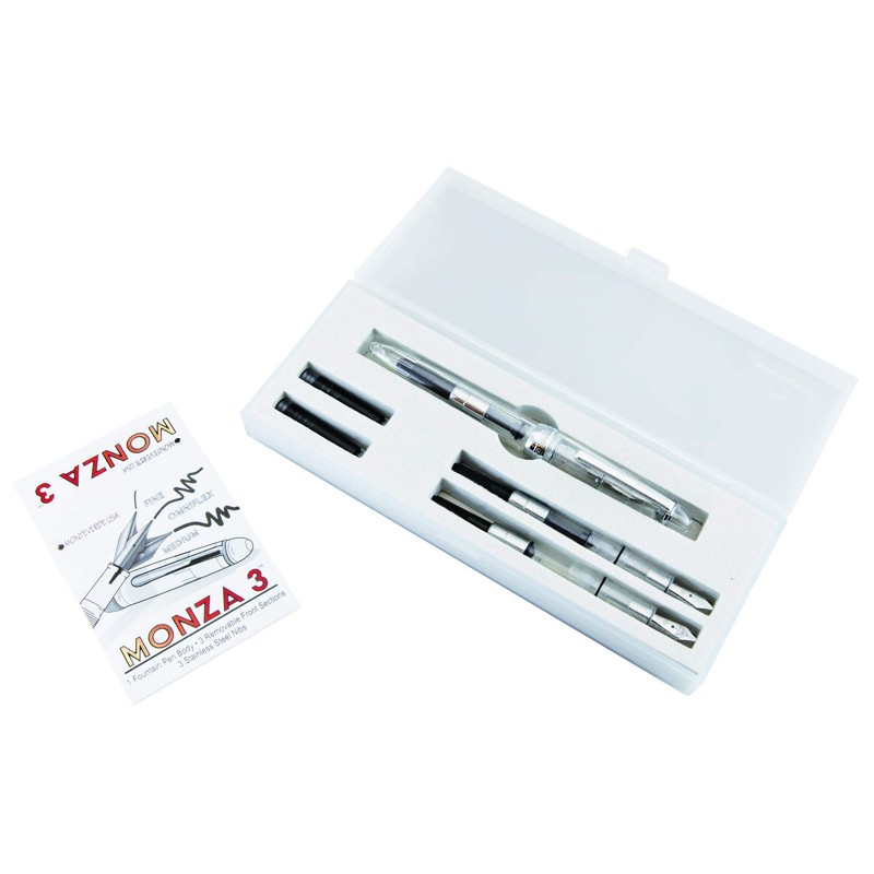 Monza 3 Fountain Pen Set (Crystal Clear) - Medium, Fine,