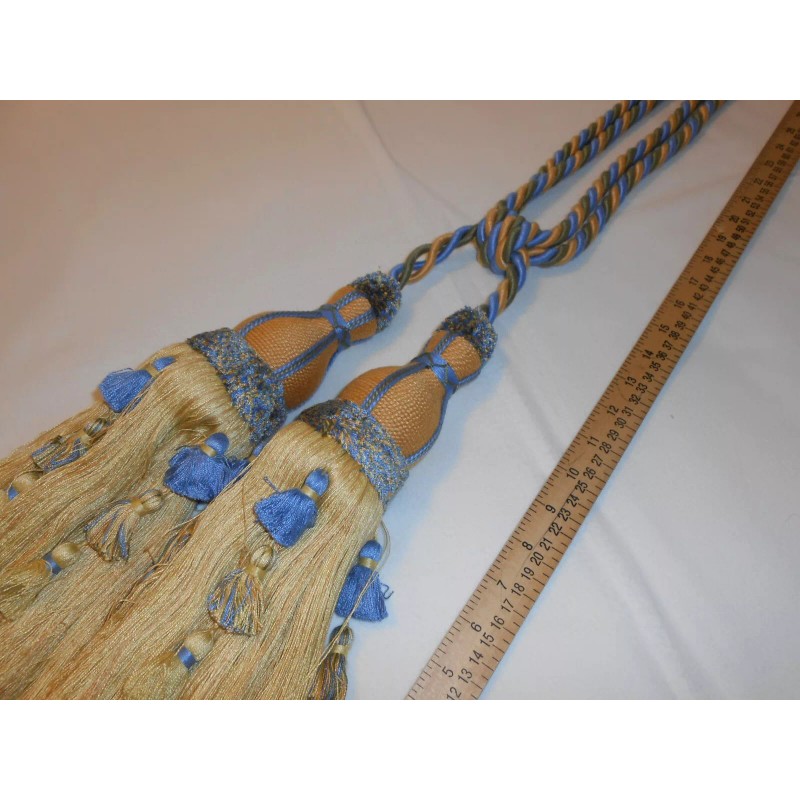 Lee Jofa Carousel 11.5" Double Tassel Tieback Yellow Blue for