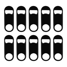 10Pcs Flat Stainless Steel Beer bottle Openers Bottle Opener Heavy Duty Bar Blade Solid Bottle Cap Opener Funny Bartender Bottle Opener (10, Black, 3.5 x1.18 inches)
