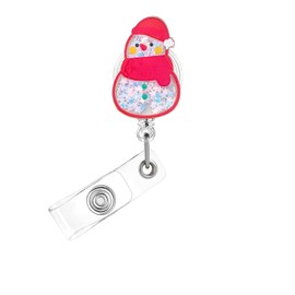 Christmas Badge Reel,Cute Snowman Acrylic Badge for ID Card Badge,Fun Telescoping Retractable Badge Holder Alligator Clip Accessories for Nurse,Medical Worker,Nursing Student,Teacher