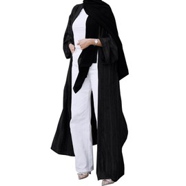 Front Open Abayas for Women Muslim with Hijab Scarf Women Prayer Clothes with Hijab Muslim Outfits Long Robe Abaya Dress for Women Dubai Style Cardi Robe Islamic Kaftans Eid Ramadan Dress Black M