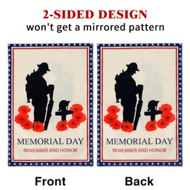 Memorial Day Garden Flag, Soldier Silhouette and Poppy Flowers, Memorial Day Decorations (Poppy)