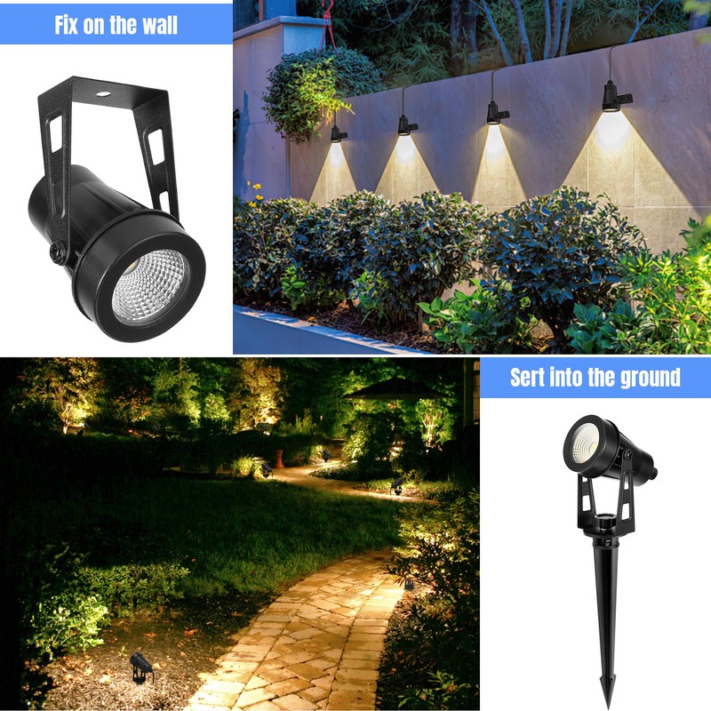 LAMPELIP Garden Spotlight LED Outdoor Waterproof White Pack of 6
