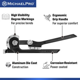 MichaelPro MP009091 90 Degrees Tubing Bender, Fits 1/4-Inch (6mm), 5/16-Inch (8mm), and 3/8-Inch (10mm) Diameter Tubing