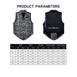 Barry.Wang Mens Victorian Vest Tailored Collar Red Black Paisley Steampunk Gothic Waistcoat