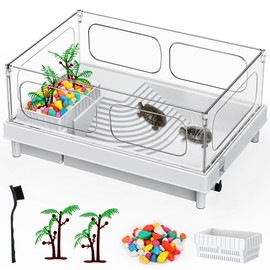 Geegoods Geegoods Turtle Tank, Baby Turtle Aquarium, Turtle Habitat with Basking Platform, Multi Functional Areas for Turtles, Crayfish Crab and Lizard