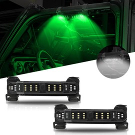 SUNPIE UTV Roll Bar Dome Light w/Battery Power Universal SXS Wireless Interior Lighting for Polaris RZR/Ranger/General Talon/Pioneer Kawasaki Mule/Teryx Can Am/Yamaha, White and Green