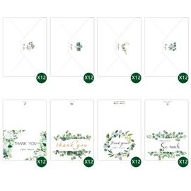 FP DE POWER FLOWER 48 Packs Thank You Cards with Matching White Envelopes - Green Design Perfect for Wedding, Baby Shower, Birthday, Small Business 4 x 6 Inches (682)