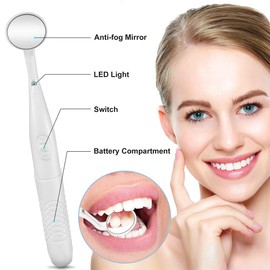 Multi-Color Dental Mirror with Light Teeth Inspection LED Mirror Anti-Fog Mouth Mirror MM380 Dentist Oral Care Tool (sky blue)