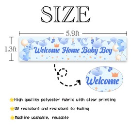 ShuanQ Welcome Home Baby Boy Yard Banner, Boys Baby Shower Decorations Banner, Large Fabric Gender Reveal Yard Sign, Newborn Party Decoration Supplies for Boys