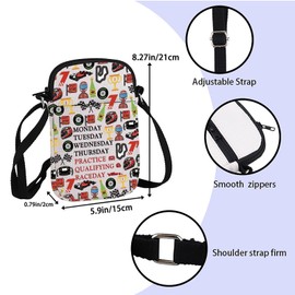 ZJXHPO Racing Days Of The Week Car Crossbody Bag Motorsport Messenger Bag Qualifying Day Gift Race Lover Gift (Raceday CB)