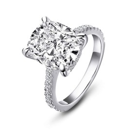 AINUOSHI 6 Carat Clear Cushion Cut CZ Cubic Zirconia Solitaire Wedding Engagement Ring 925 Sterling Silver