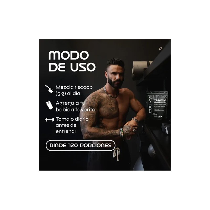 Coura Creatina Monohidratada En Polvo 600g P/ 120 Servicios Sabor