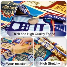 MHJY Suitcase Cover 18-32 Inch - Thickened Elastic Suitcase Protective Cover Made of Polyester, Washable Luggage Cover for Travel, Anti-Scratch Luggage Cove, Blue Stamp
