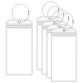 Pack of 5 Cruise Luggage Tags, 8.8 x 18.2 cm, Transparent Suitcase Tags, Suitcase Tags, Pack of 5, with 5 Screwable Metal Bands, Waterproof for Suitcase, Pack of 5