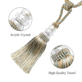 BEL AVENIR 4 Pack Curtain Hand-Woven Tiebacks Crystal Holdbacks Home Decorative Tassels (Mix Blue, 4 Pack)
