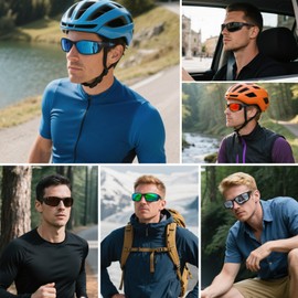 Ofwin Sports Polarized Sunglasses for Men Women UV Protective Driving Running Cycling Fishing Sun Glasses, Matte Black Frame/Brown Lens, standard