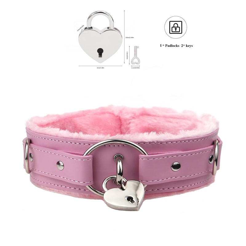 Kiheony Leather choker Collar with Lock Adjustable Size for women