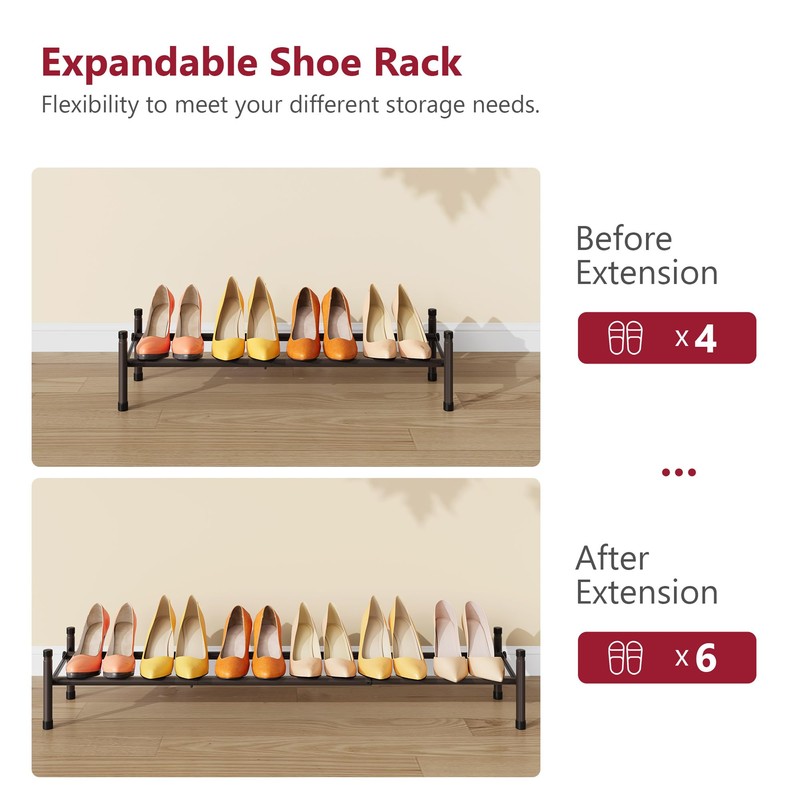 Tajsoon Expandable Shoe Rack for Closet 1 Tier, 28“-41“Adjustable &