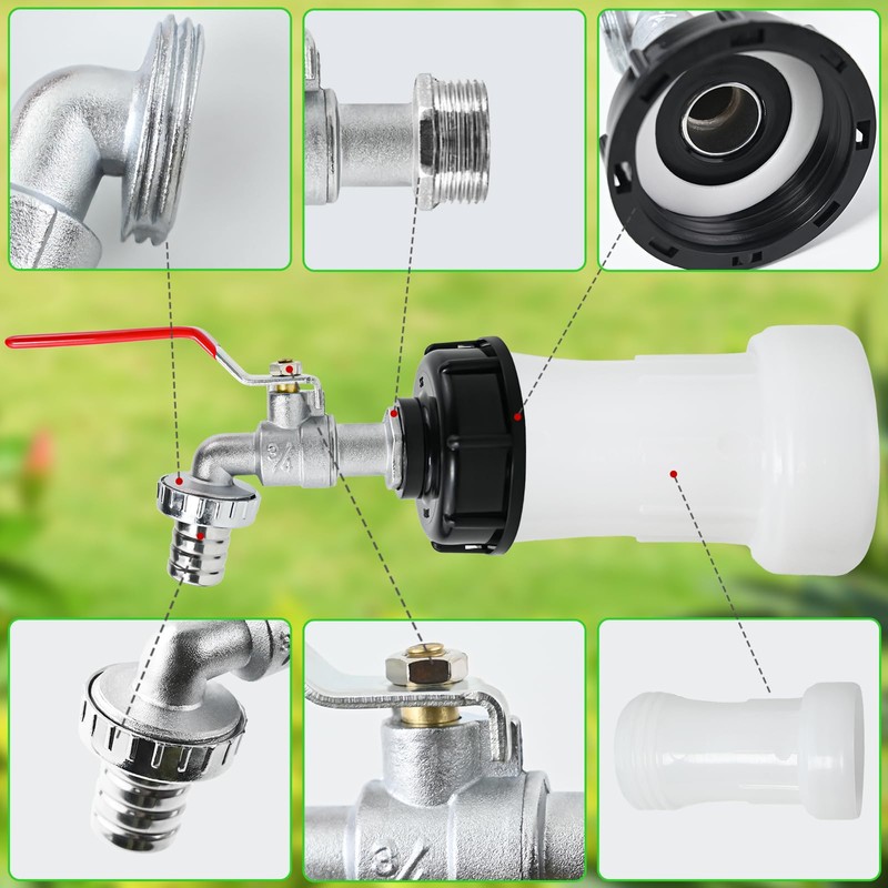 LINSOCLE IBC Tank Outlet Tap 3/4 Inch for 1000L Water