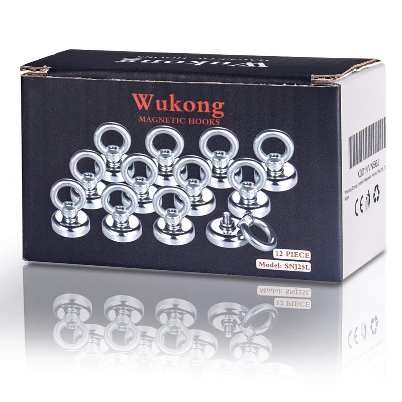 Wukong 12 Pack Magnet Hook,19kg Pulling Force Powerful Round Neodymium