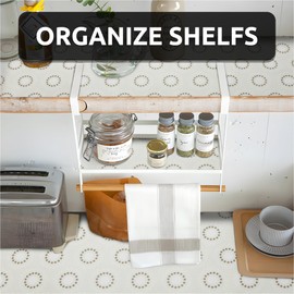 FIFTY FEET 18X96 Inch Shelf Liner for Kitchen Cabinets, PVC Drawer Liner for Dresser Non-Slip Bathroom, Non-Adhesive Cabinet Liner Washable (Beige Circle)(1 Roll)