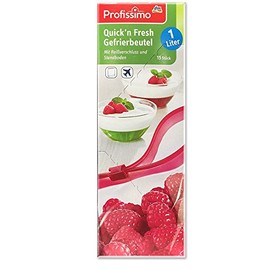 Profissimo Quick'n Fresh Freezer Bags with Zip and Stand 1 Litre (Pack of 15)