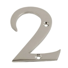 Chrome Door Numbers Screw On 3 Inch Number 2 Door Number Elegant and Bold Door Numerals Suitable for All Door Types Including Wooden uPVC and Composite.