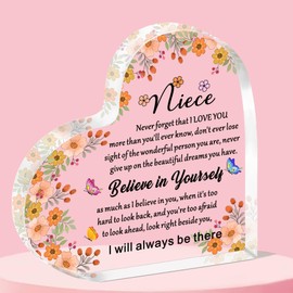 QMVMV Inspirational Gifts for Niece Acrylic Plaque Gift for Niece, Niece Gift from Auntie Uncle Birthday Gift for Niece Encouragement Graduation Gift for Niece