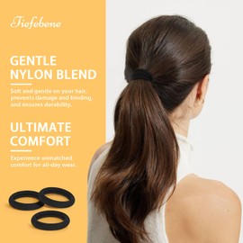 150PCS Black Hair Ties for Women, Elastics Hair Ties No Damage, Seamless Ponytail Holders, Cotton Hair Ties for Thick Hair, Bulk Soft Hair Bands Hair Accessories