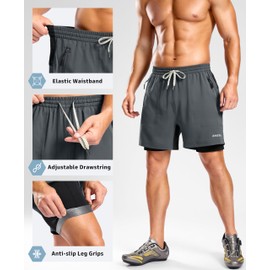 Men's Mountain Bike Shorts 4D Padded Loose-fit Biking Cycling Shorts for Men Zipper Pockets, Grey/Black, Large