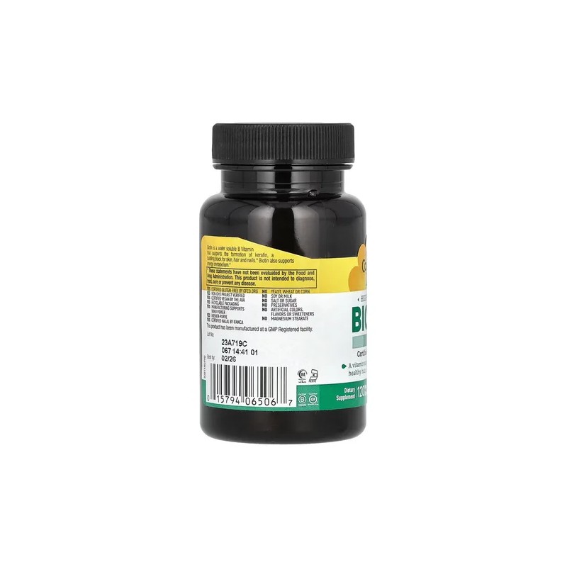 Biotina 5000mcg 120 Cápsulas Country Life Sin Sabor Vegano