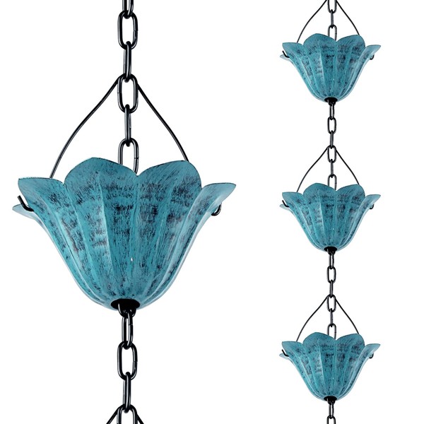 Tfro & Cile Gutter Rain Chain Blue Downspout Substitution Decorative