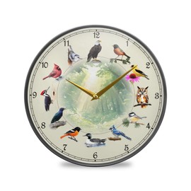 WEVIBOFU Bird Wall Clock Battery Operated Desk Clock, 12 inch Silent Non Ticking Acrylic Wall Clocks for Bedroom Living Room Office Classroom Kitchen Decor