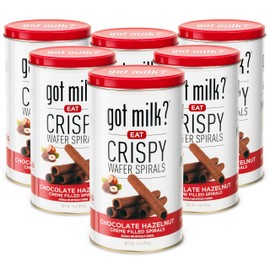 got milk? Wafer Spirals, Chocolate Hazelnut, 14 Oz. Tin with 36 Rolls, Delicious Rolled Wafer Rolls with Filling, Hazelnut Wafer Cookies for Dessert or Snack, Case Pack, Case of 6 Tins