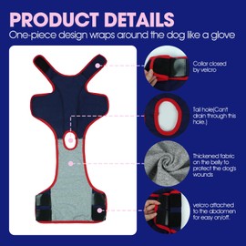 FUAMEY Dog Surgery Suit Female Spay,Dogs Recovery Suit Male,Puppy Bodysuit After Post-Surgery,Soft Doggie Shirts for Skin Condition,Pup Onesie Anti Licking Abdominal Wounds,Doggo Period Wrap Blue S