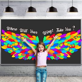 LioNergy 143 Pcs Classroom Wings Bulletin Board Set DIY Wings Motivational Bulletin Board Decoration Colorful Wings Paper Cutouts Theme for Wall Door Decor School Supplies