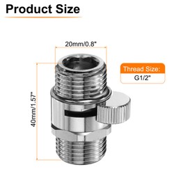 sourcing map Brass Chrome Shower Head Shut Off Valve, G1/2" Shower Control Valve Water Pressure Regulator Replacement for Shower System with PTFE Tape and Gasket (Polished Silver, 40mm/1.57")