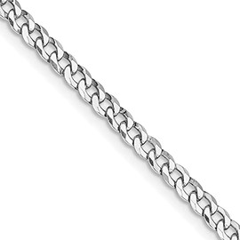 Diamond2Deal Sterling Silver Rhodium-plated 3.2mm Beveled Curb Chain Necklace 20"