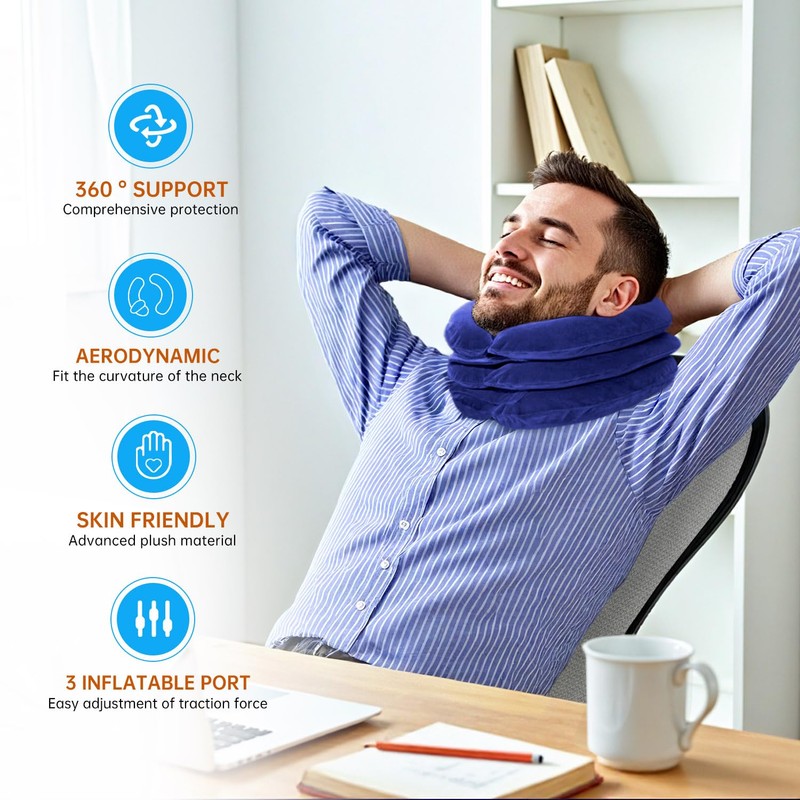 LuxoCare Adjustable Cervical Traction Device - Neck Support Pillow with